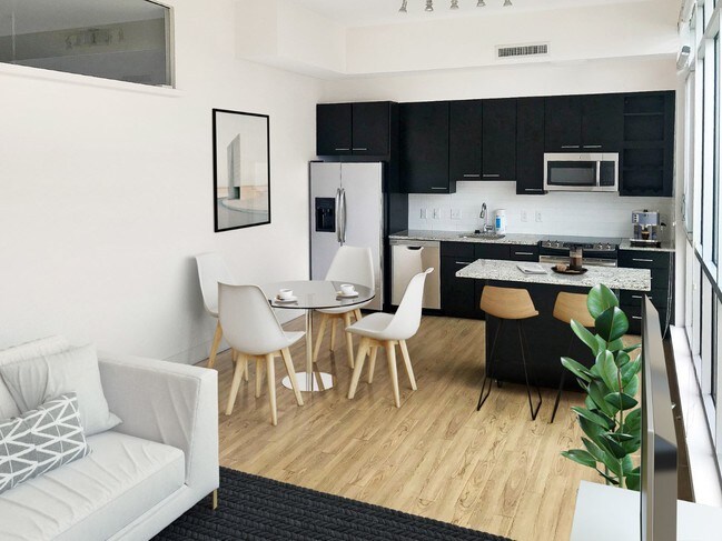 Kitchen with moving island at Leo