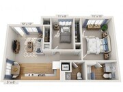 Los planos son representaciones artísticas. Todas las dimensiones son aproximadas. El producto y las especificaciones reales pueden variar en dimensiones o detalles. No todas las características están disponibles en todos los apartamentos. Los precios y la disponibilidad están sujetos a cambios.