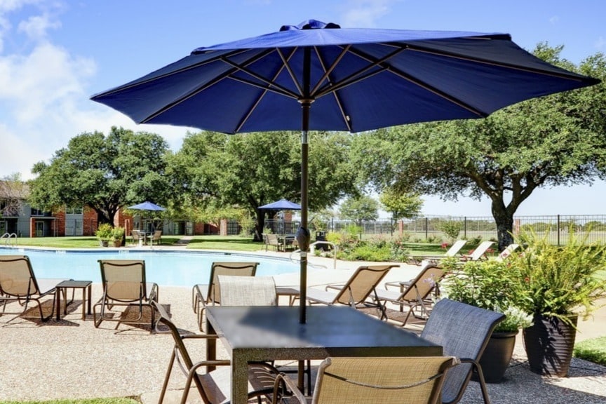 Poolside seating area