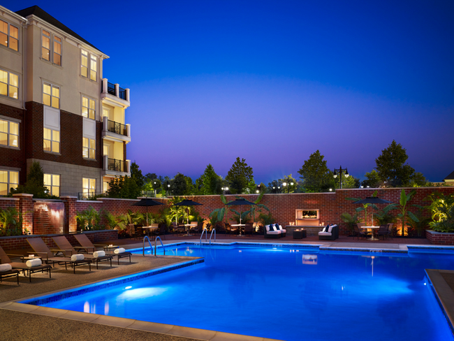 Pool- Dusk - The Flats at Lansdale Apartments