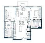 Two Bedroom Two Bath (1097 SF)