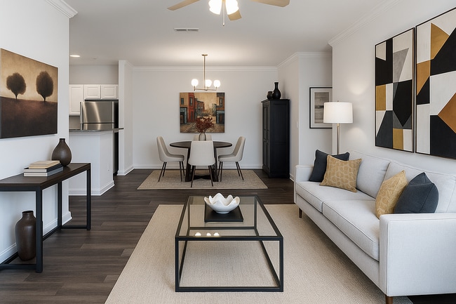 BLU Living Room with Dining Area - Bluffs at Riverview