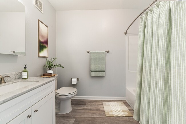 Welcome to Eagle Rock Apartments at Fishkill, where modern design meets comfort. This elegant bathroom features stylish fixtures and ample space for relaxation. Upgrade your lifestyle today. Schedule a tour to see your new home!