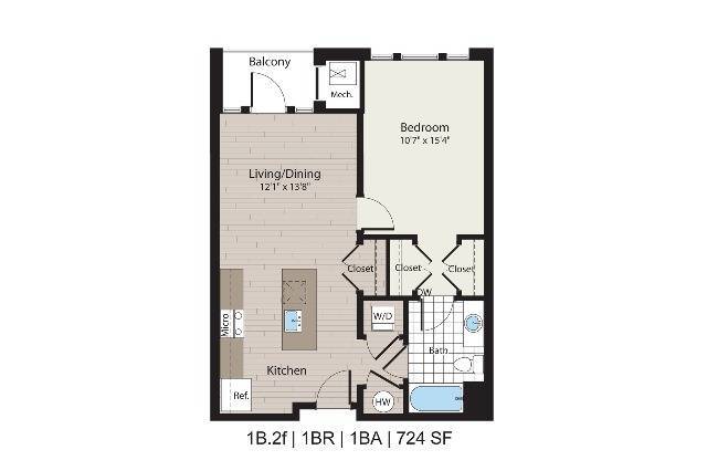1B.2f 1BD/1BA 724 SF - ICON Residences at The Rotunda