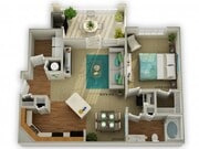The Oakwood One Bedroom Floor Plan