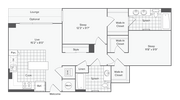 1 BR X 2 BA with Den Floorplan