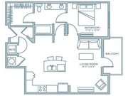 One Bedroom One Bath (837 SF)