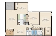 2br2ba with Study/home office/flex space.