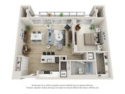 1 bed 1 bath Jackson Floorplan