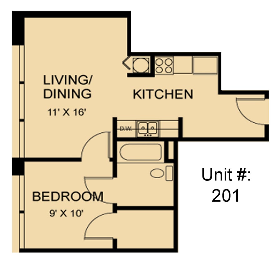 Floor Plan - Berry`s: 1 Bedroom