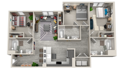 Three Bedroom, Three Bathroom Floorplan A