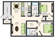 F | 2x2 | 933 sq ft