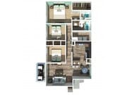 Three Bedroom Two Bathroom 1300 Square Foot Garden
