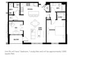 1 Bed+Den Floor Plan