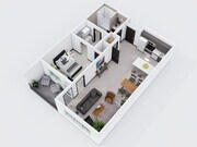 City Scape 1B11 is a spacious open concept one bedroom floor plan that features modern finishes and an in-unit washer and dryer.