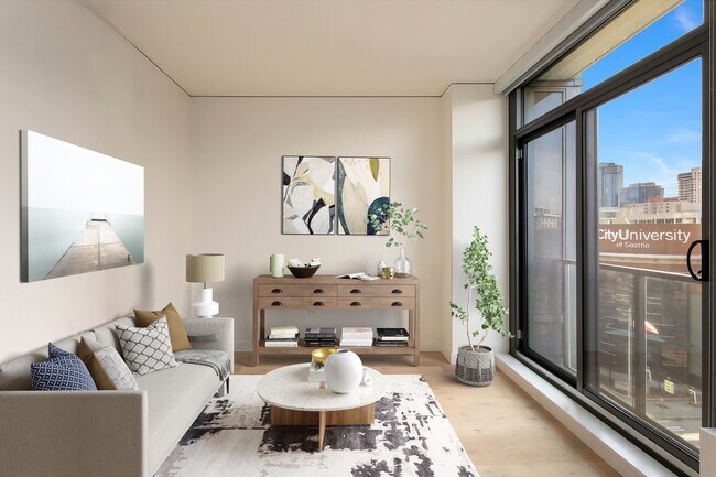 Bright living room with Juliet balcony - 2510 6th Ave Unit 606