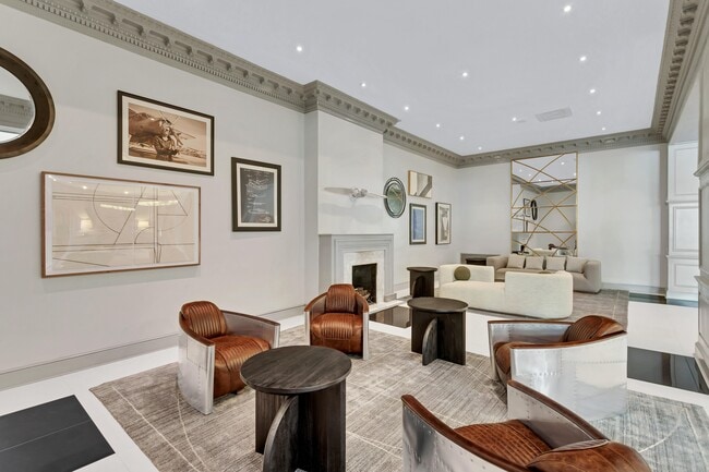 Aviator style seating in luxe lobby