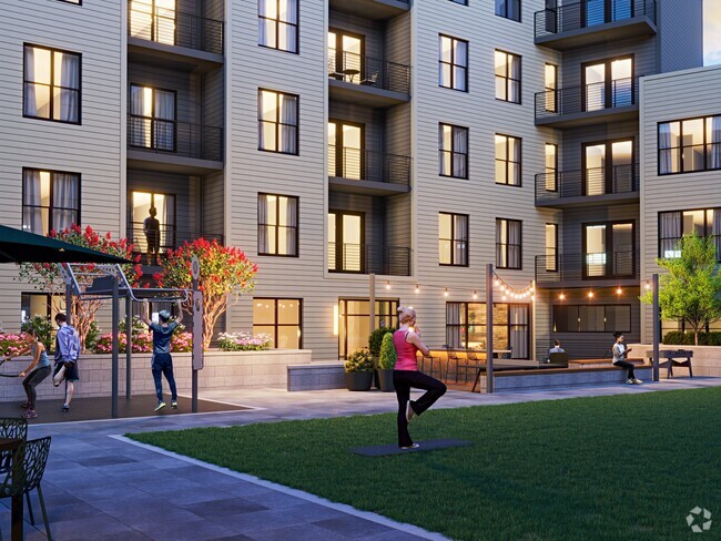 Resident Sports Courtyard - Olive & Wooster Apartments