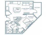 One Bedroom One Bath (689 SF)
