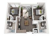 2 Bed 2 Bath - 897 sqft