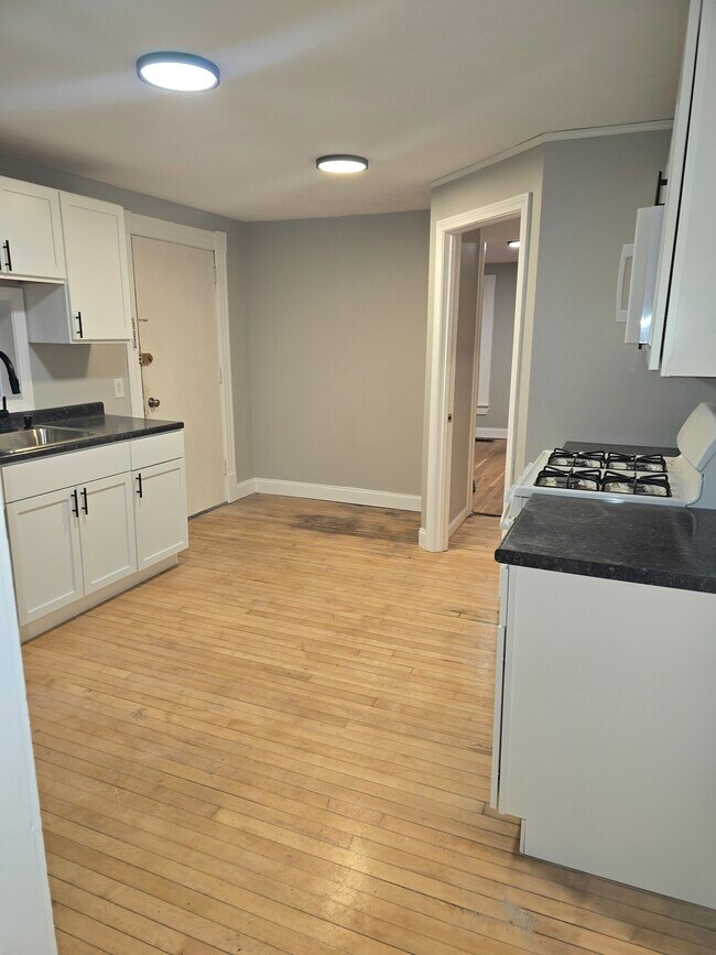 New kitchen, newly finished wood floors throughout. - 347 Pearl St Unit 1
