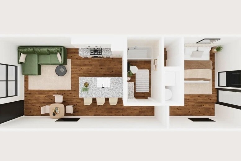 plano de planta 1 dormitorio - Phoenix Cinder