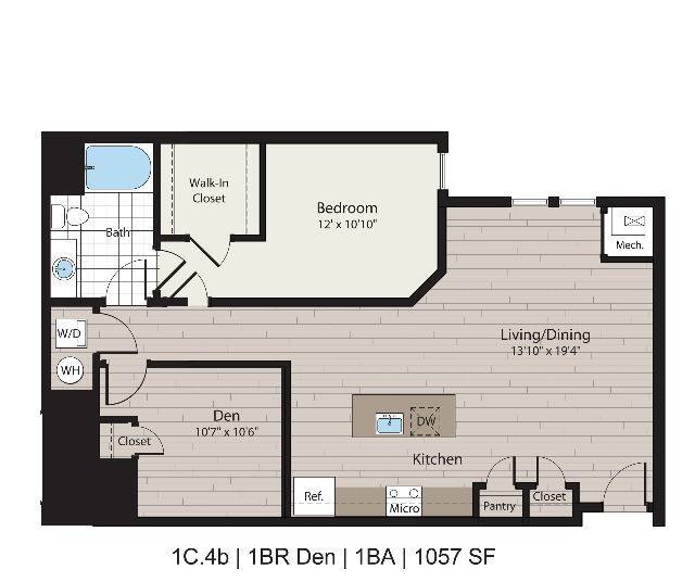 1C.4b 1BD/1BA with Den 1057 SF - ICON Residences at The Rotunda