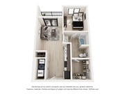 Experience urban living with this chic one-bedroom apartment design, blending style and functionality.