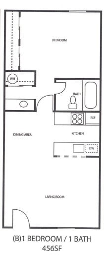 Floorplan B 456sqft Upgraded $899 / Premium $999