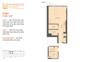 Explore this efficient studio layout designed for modern living at Marquee.