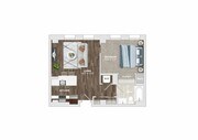 Explore the chic and functional design of this one-bedroom apartment with a roomy living area, sleek kitchen, and convenient in-unit laundry.