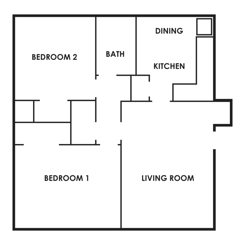 Floor Plan - 2 Bedroom, 1 Bathroom