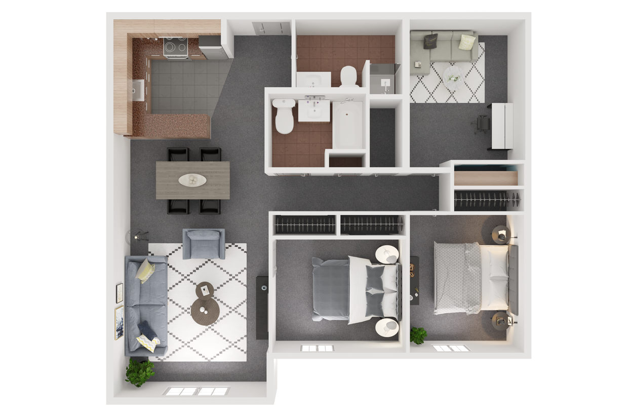 Floor Plan - 2 Bed 2 Bath Den