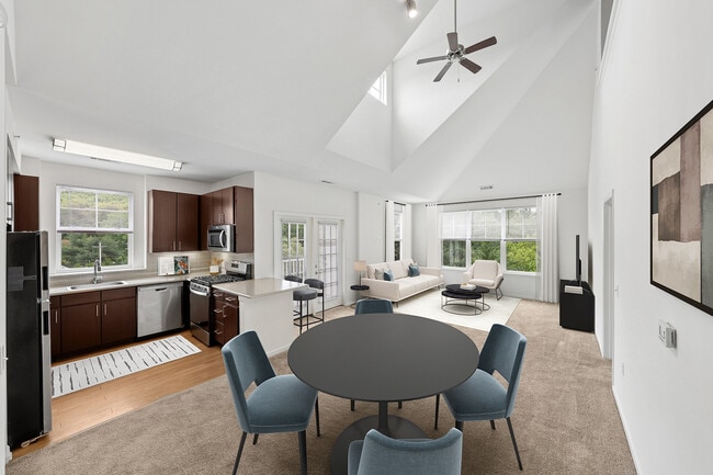 Updated Finishes kitchen, dining, and living room