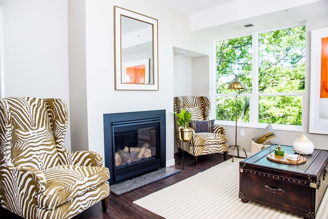 Two-Bedroom Apartment Living Room with Fireplace