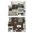 968 square foot one bedroom, one and a half bath loft apartment home