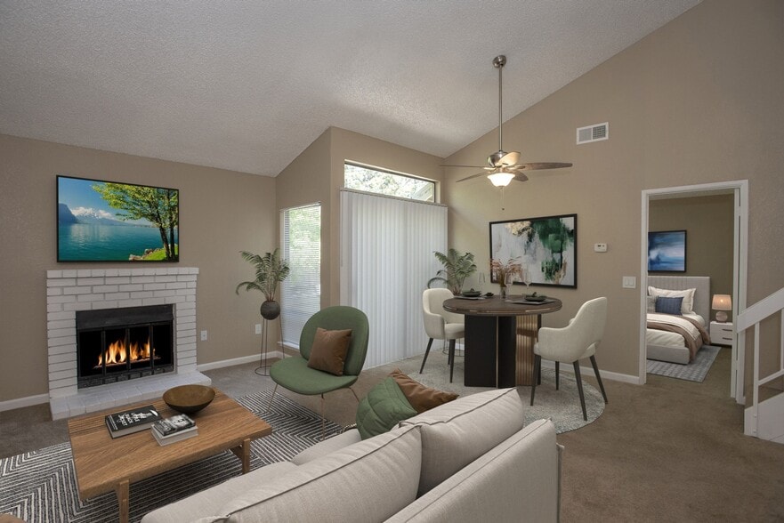 Living Room Area with Fireplace