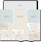 Quake W/Balcony | 2-Bed/2-Bath | 1075sq/ft