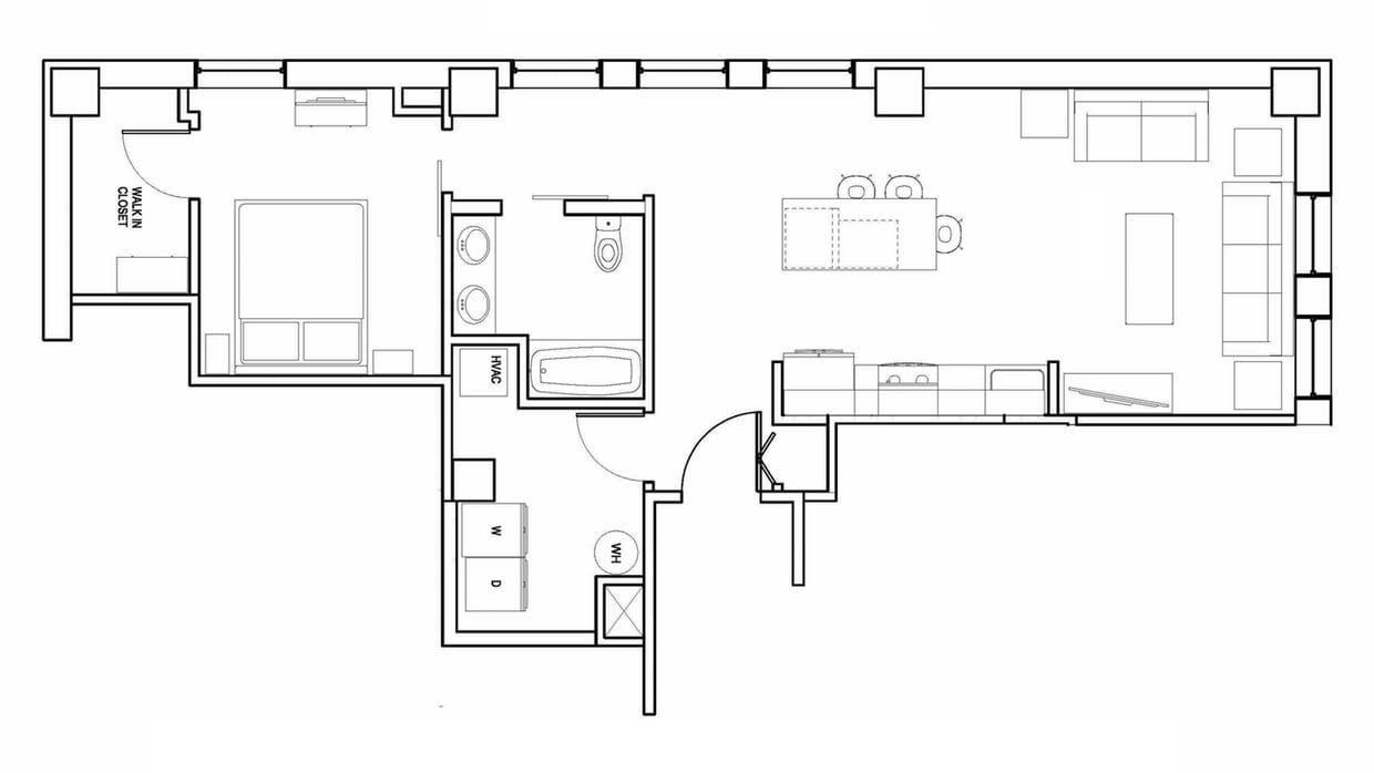 Floor Plan - New Luxury High-Rise 1BR Downtown Moline
