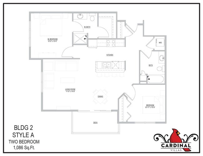 Photo - Spacious 2-Bedroom/2-Bath (1st floor, but patio is elevated) unit 108, available 8/1/2026 Unit 80-108