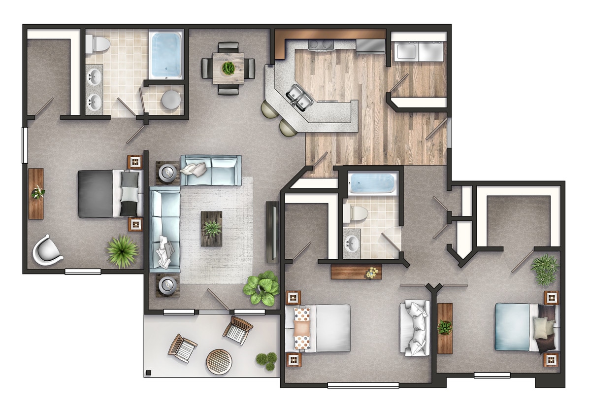Floor Plan - Three Bedroom Craftsman Select
