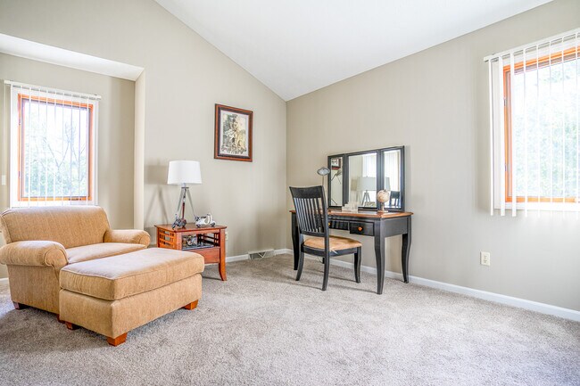 Townhome Second Bedroom with Vaulted Ceiling