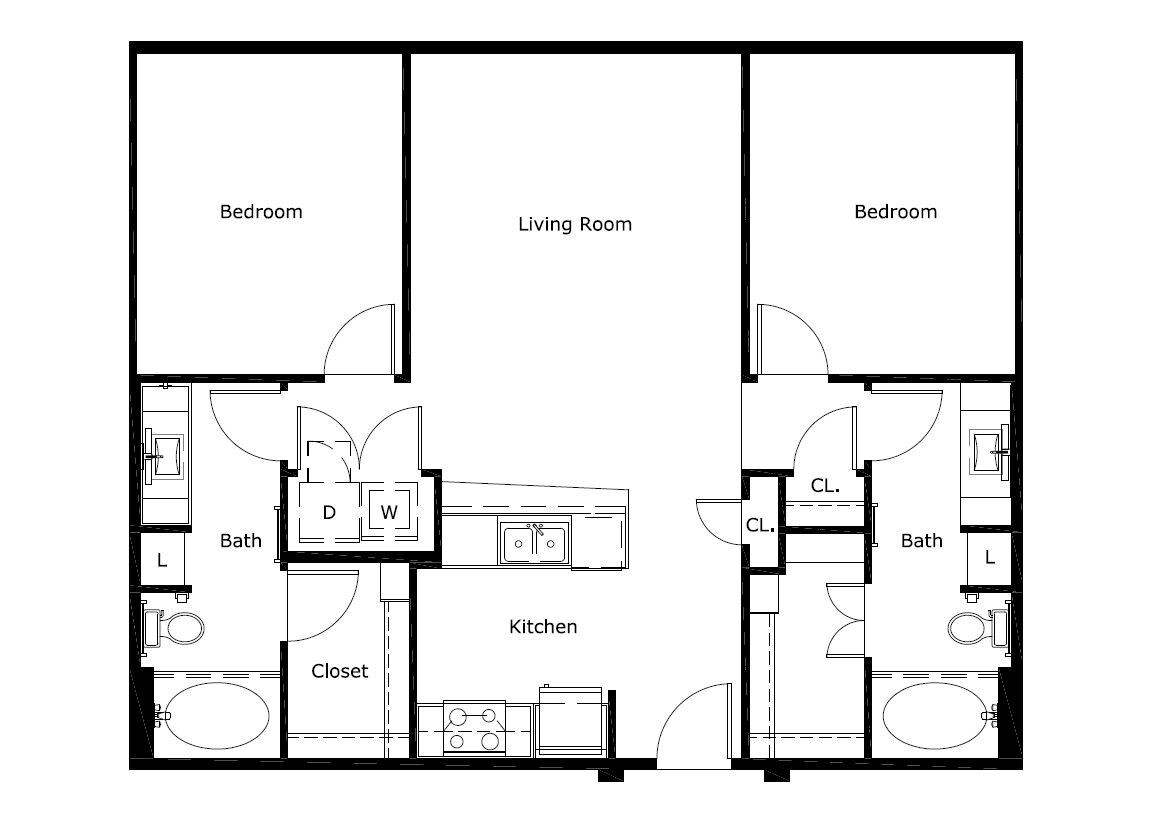 2 Bedroom 2 Bath - B1