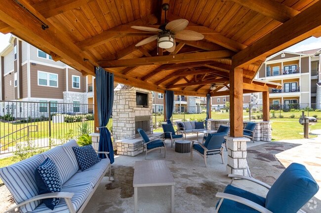Poolside Cabana with Outdoor Fireplace