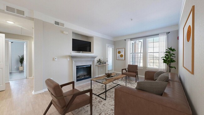 Newly Renovated Living Room with Gorgeous Hardwood-Style Flooring - Bristol Village Apartments
