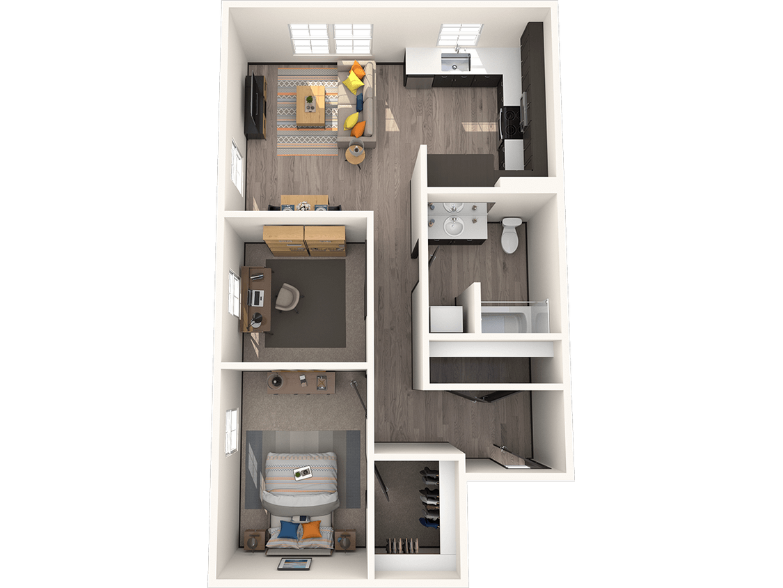 Floor Plan - One Bedroom + Den