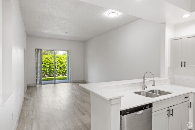 2BR, 2BA - 1280SF - Kitchen & Living Room
