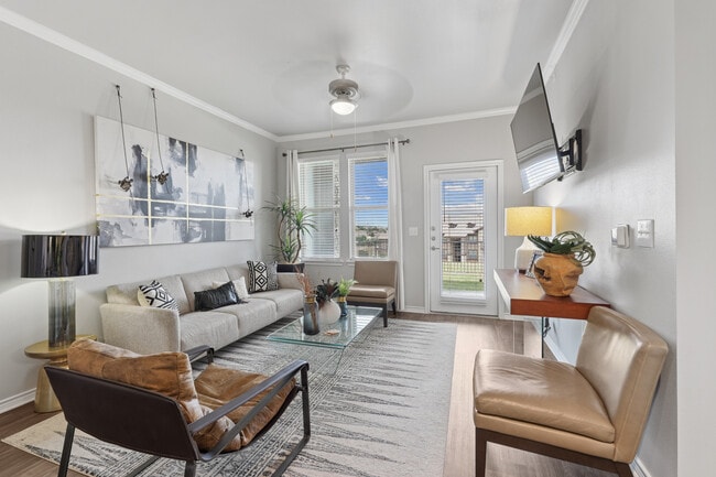 Living room with hard surface flooring