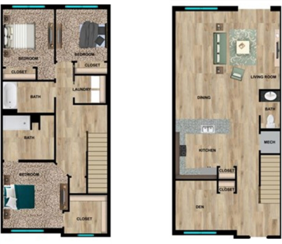 Floor Plan - 3 Bedroom Townhome