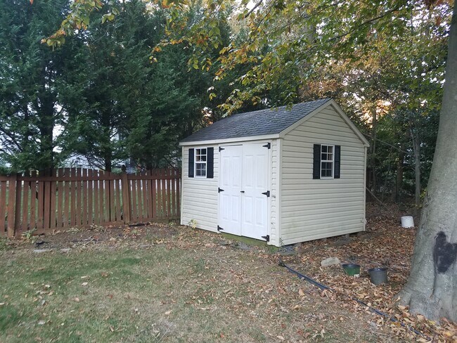 In the fenced in back-yard, there is a shed - 1809 Stark Drive